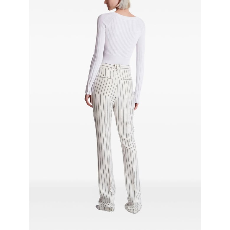 flared trousers white/black by Selfnex