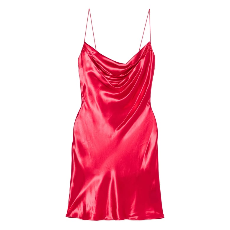 spaghetti strap cowl neck dress by Selfnex