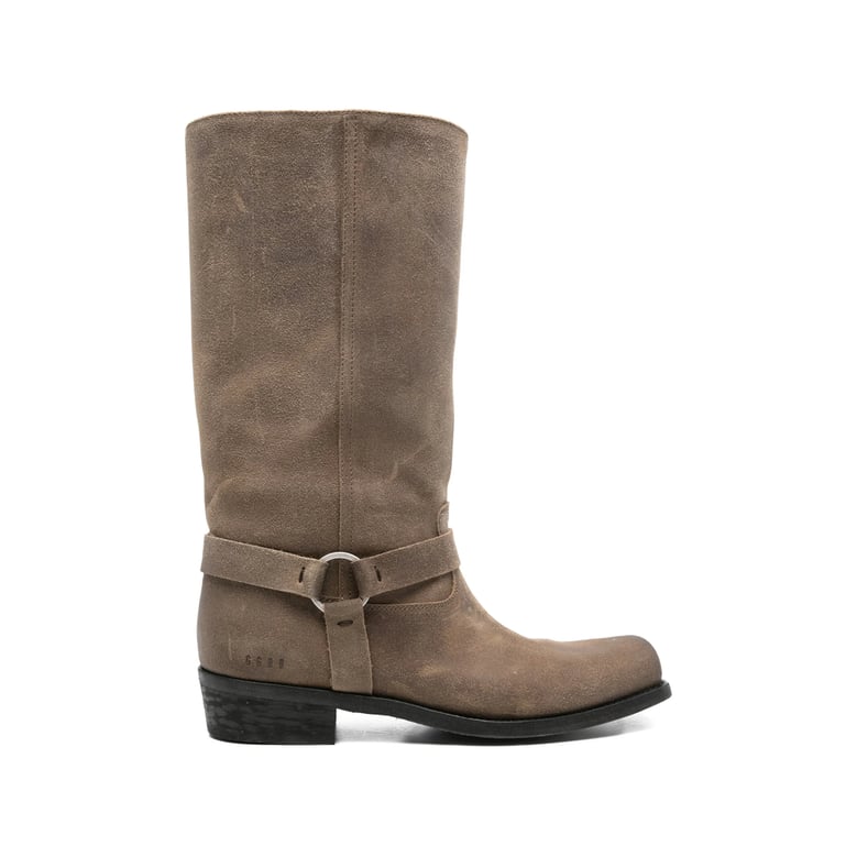 beige suede strap detail shoes by Selfnex