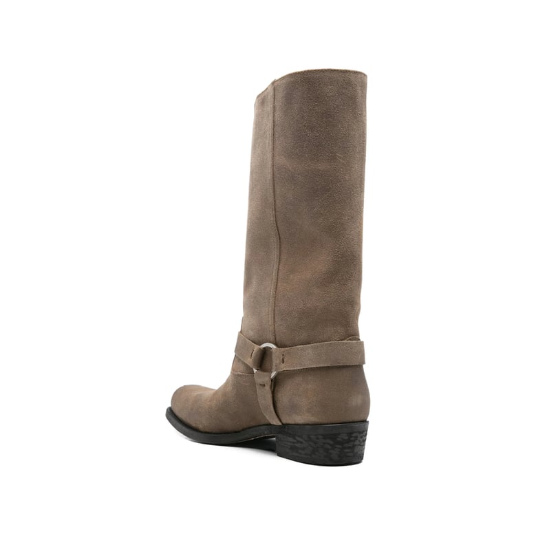 beige suede strap detail shoes by Selfnex
