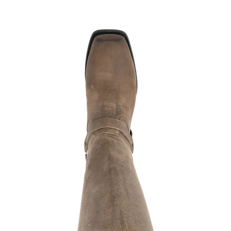 beige suede strap detail shoes by Selfnex