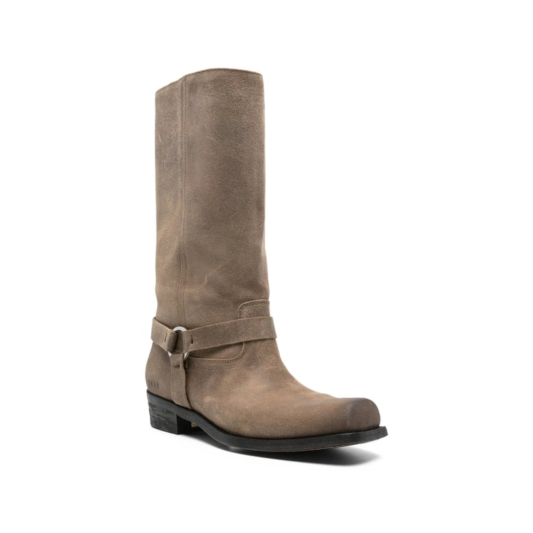 beige suede strap detail shoes by Selfnex