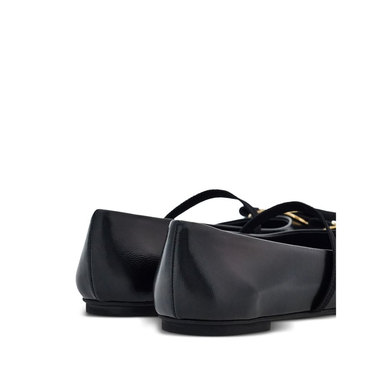 black lambskin vara bow detail slip-on shoes by Selfnex