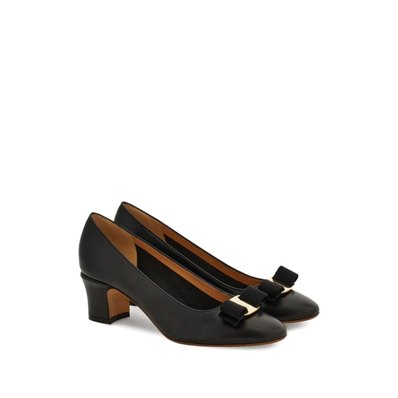 black block heel vara bow shoes by Selfnex