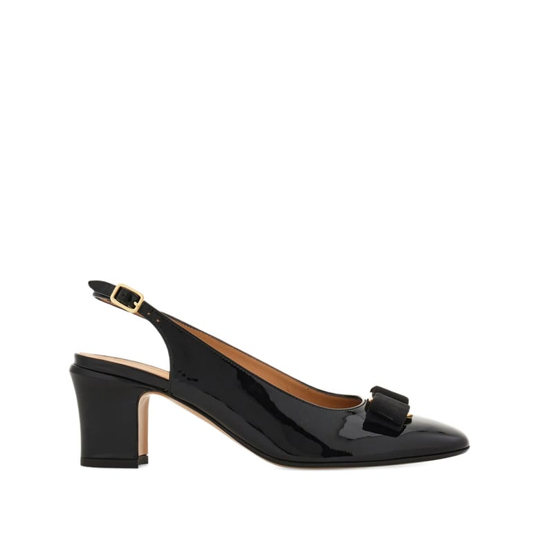 ferragamo black slingback shoes with bow detail by Selfnex