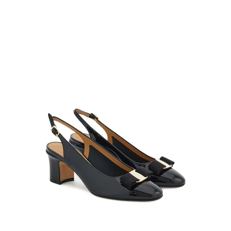 ferragamo black slingback shoes with bow detail by Selfnex