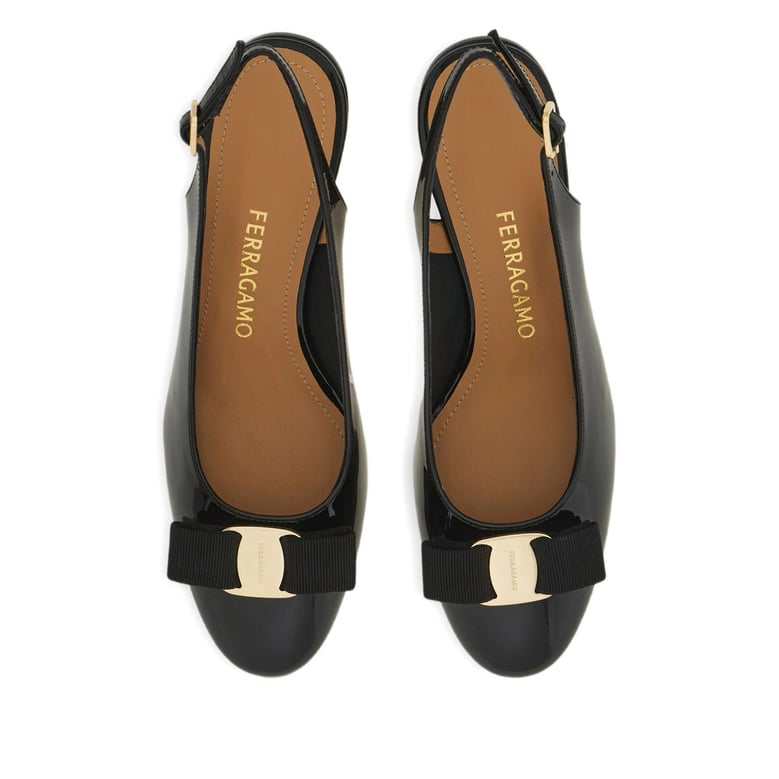 ferragamo black slingback shoes with bow detail by Selfnex