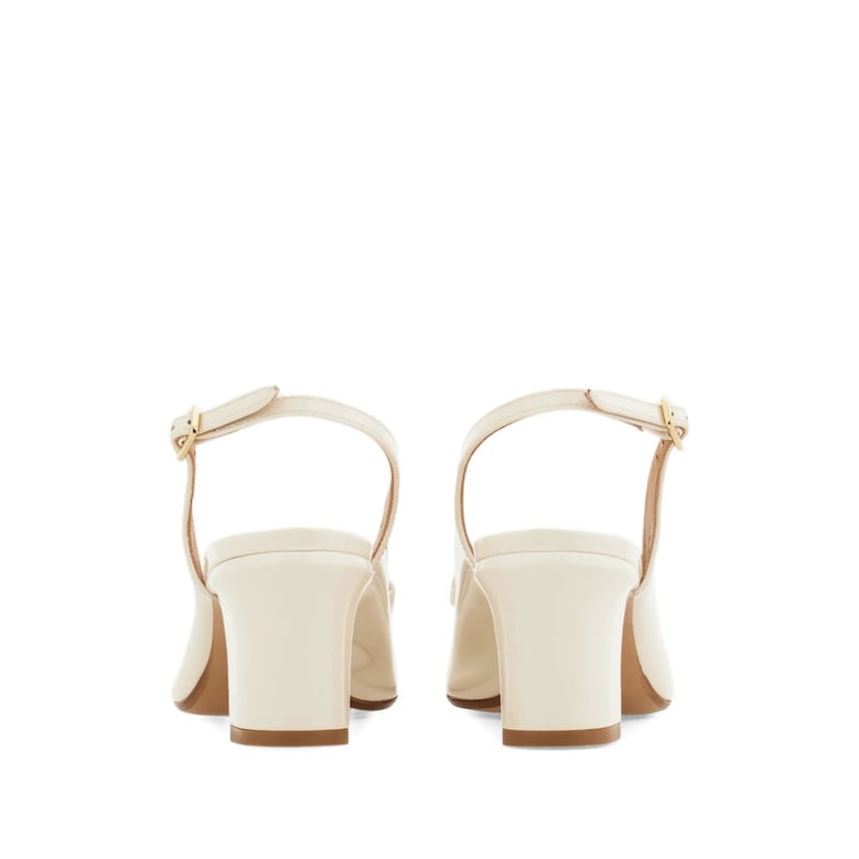 white slingback shoes with bow detail by Selfnex