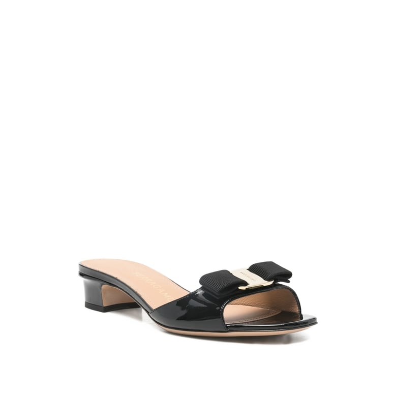 open toe block heel shoes with bow detail by Selfnex
