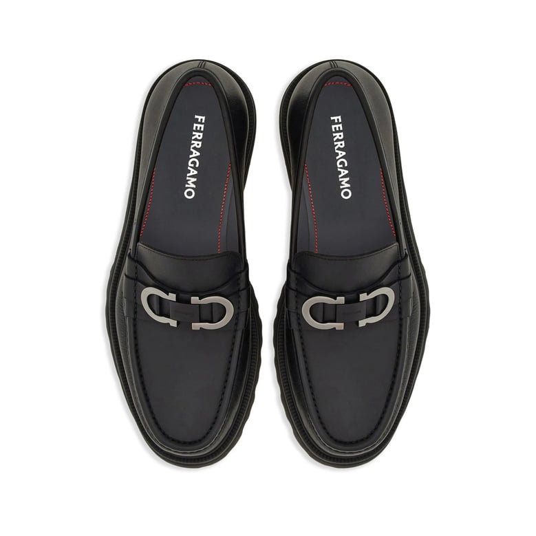 black calf leather slip-on shoes by Selfnex