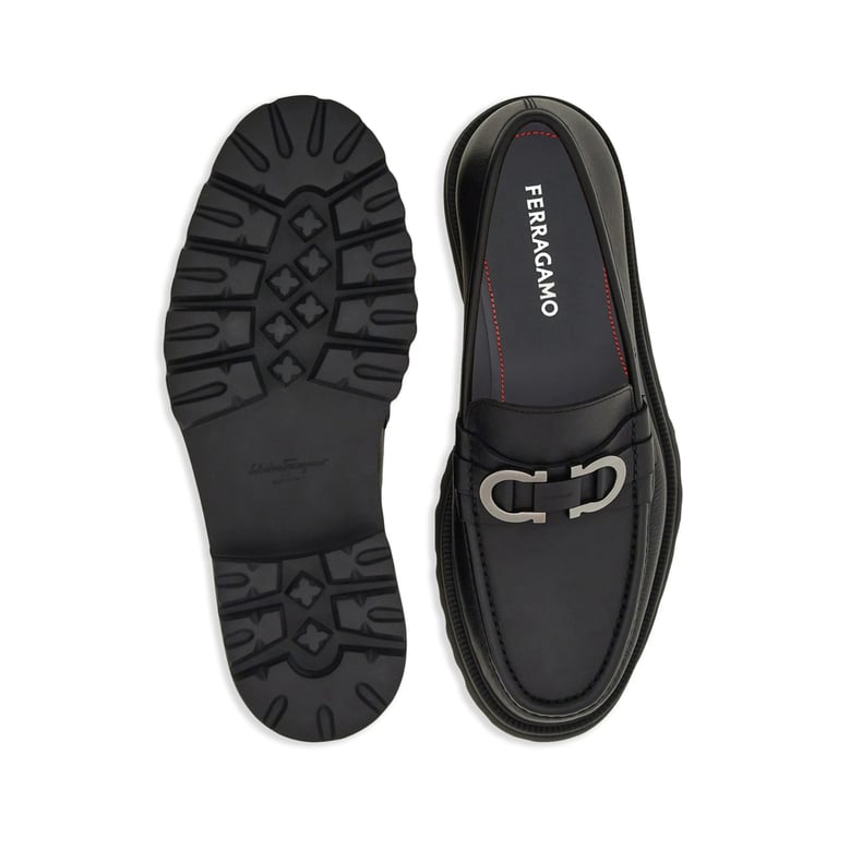 black calf leather slip-on shoes by Selfnex