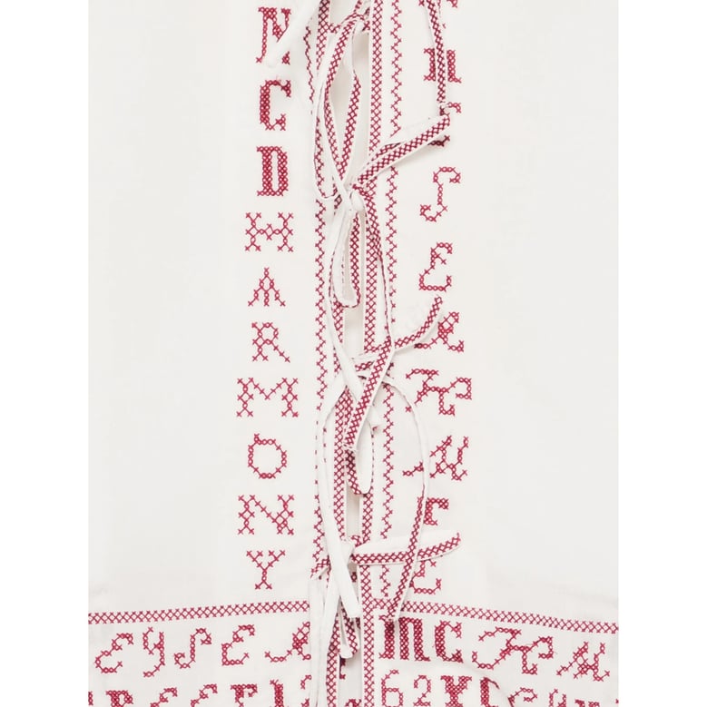 embroidered tie fastening jumpsuit by Selfnex