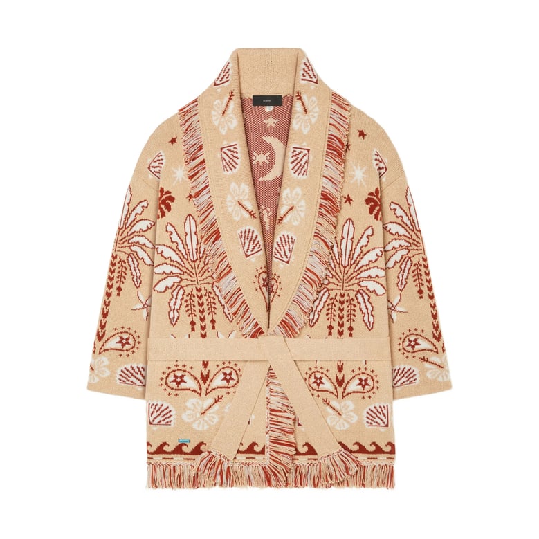 graphic pattern shawl lapel sweater by Selfnex