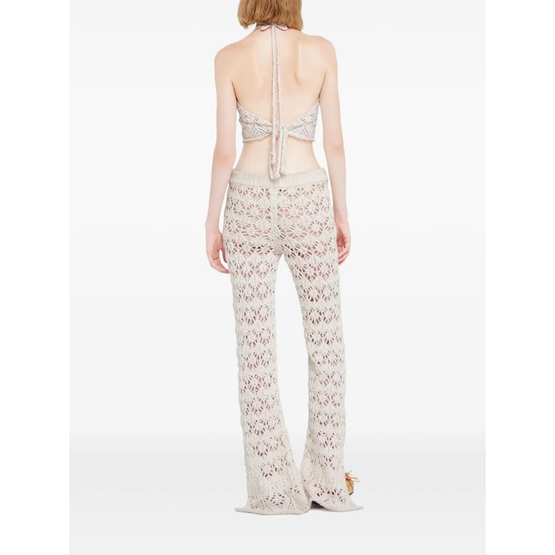 white floral pattern trousers by Selfnex