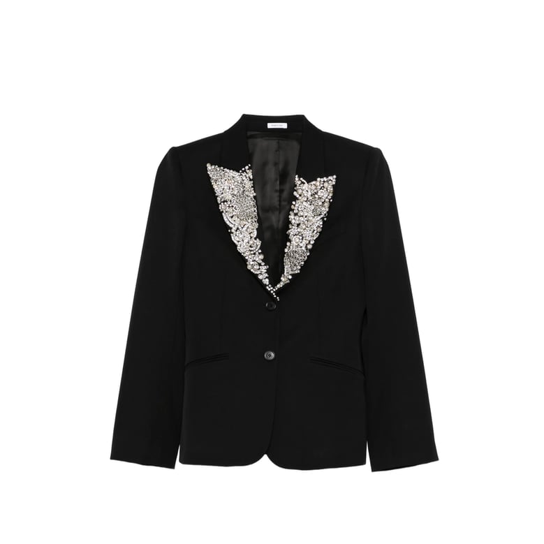 black embellished lapel jacket by Selfnex
