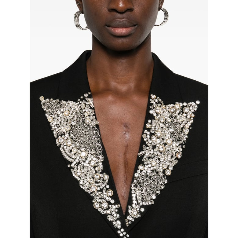 black embellished lapel jacket by Selfnex