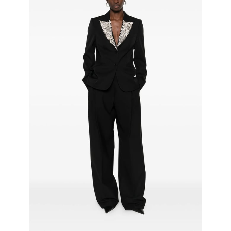 black embellished lapel jacket by Selfnex