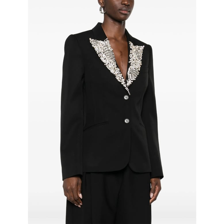 black embellished lapel jacket by Selfnex