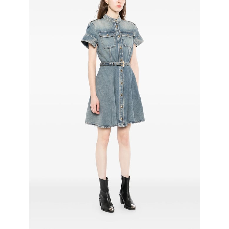 indigo blue button-up shirt by Selfnex