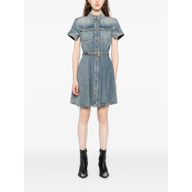 indigo blue button-up shirt by Selfnex
