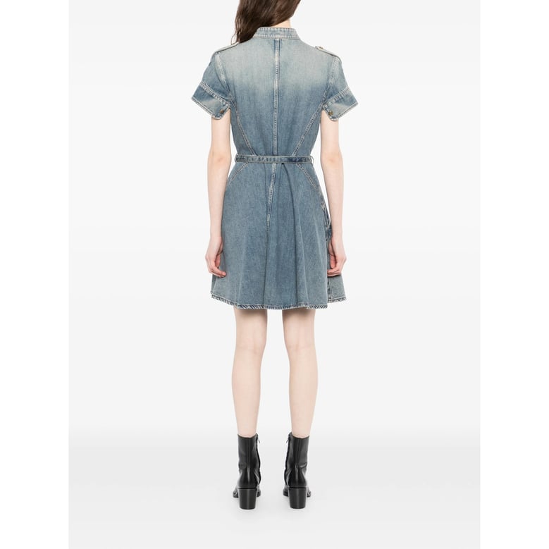indigo blue button-up shirt by Selfnex