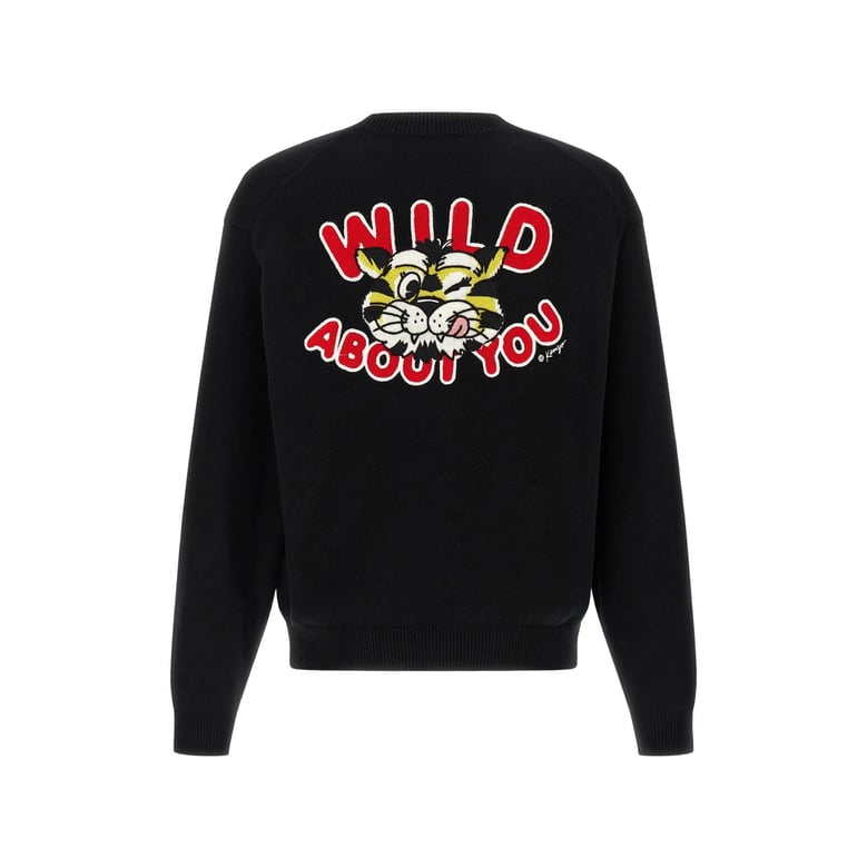 black sweater with tiger embroidery by Selfnex