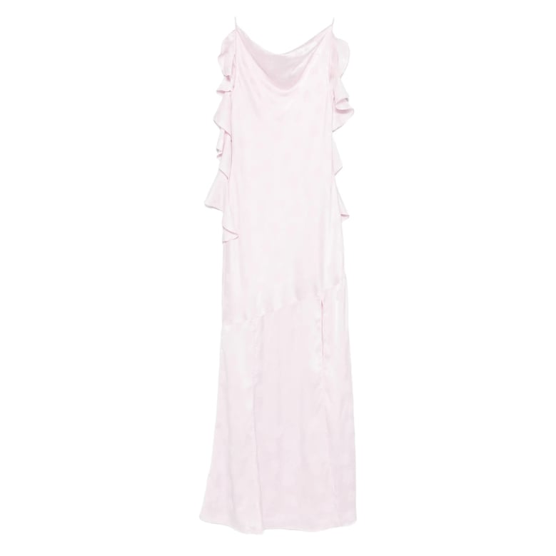 light pink maxi dress with waterfall detail by Selfnex