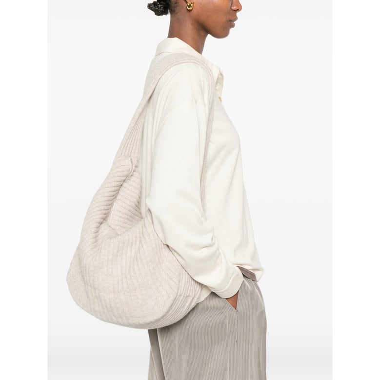 oatmeal ribbed texture shoulder bag by Selfnex