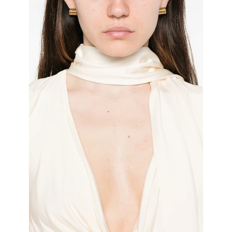 dress with pearl draping by Selfnex