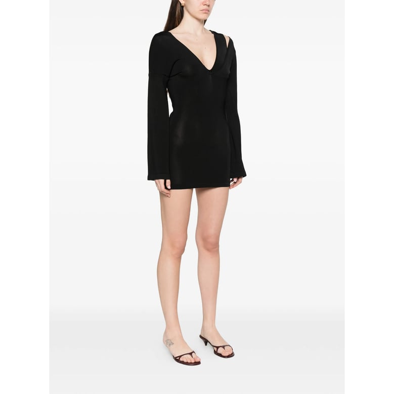 dress v-neck long sleeve black by Selfnex
