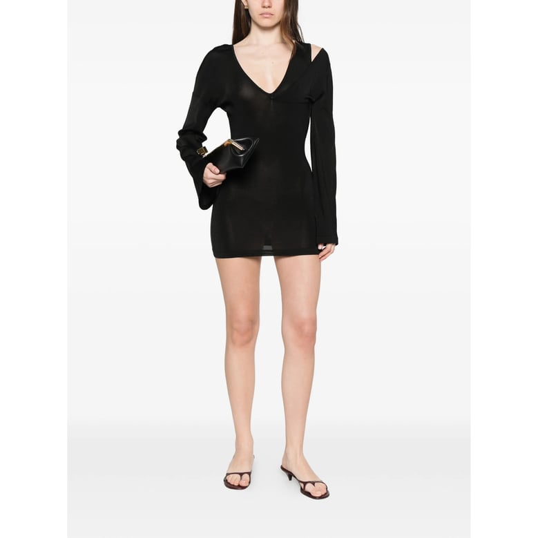 dress v-neck long sleeve black by Selfnex