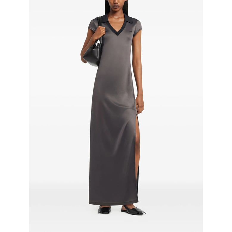 v-neck dress with logo detail by Selfnex