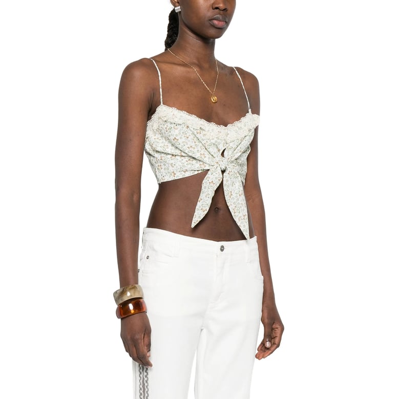 sleeveless silk top with floral print by Selfnex