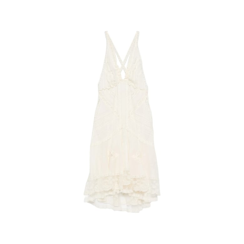 dress with lace detail and ruffled hem by Selfnex