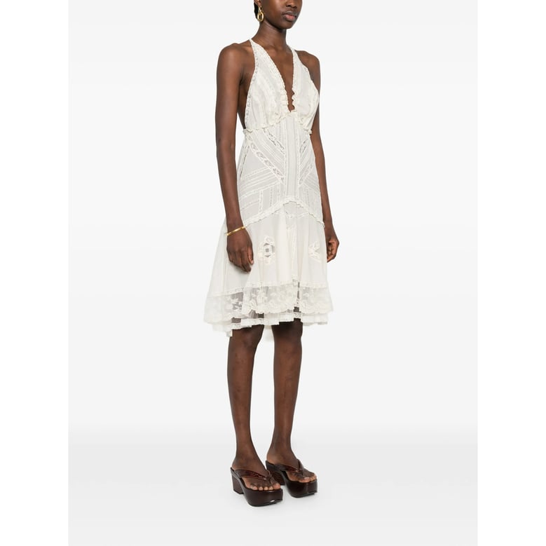 dress with lace detail and ruffled hem by Selfnex