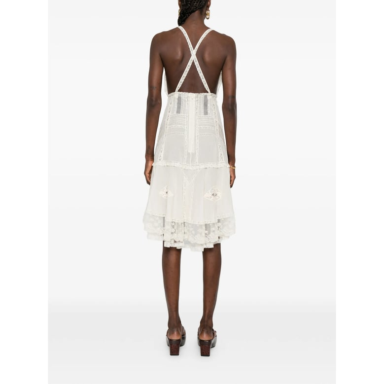 dress with lace detail and ruffled hem by Selfnex