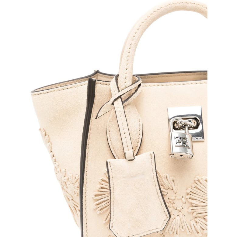 floral appliqué light beige mini bag by Selfnex