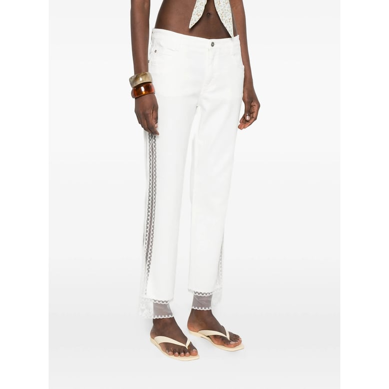 straight leg jeans with lace detail by Selfnex