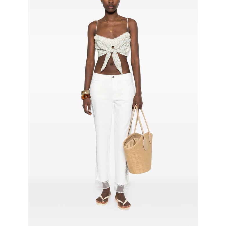 straight leg jeans with lace detail by Selfnex