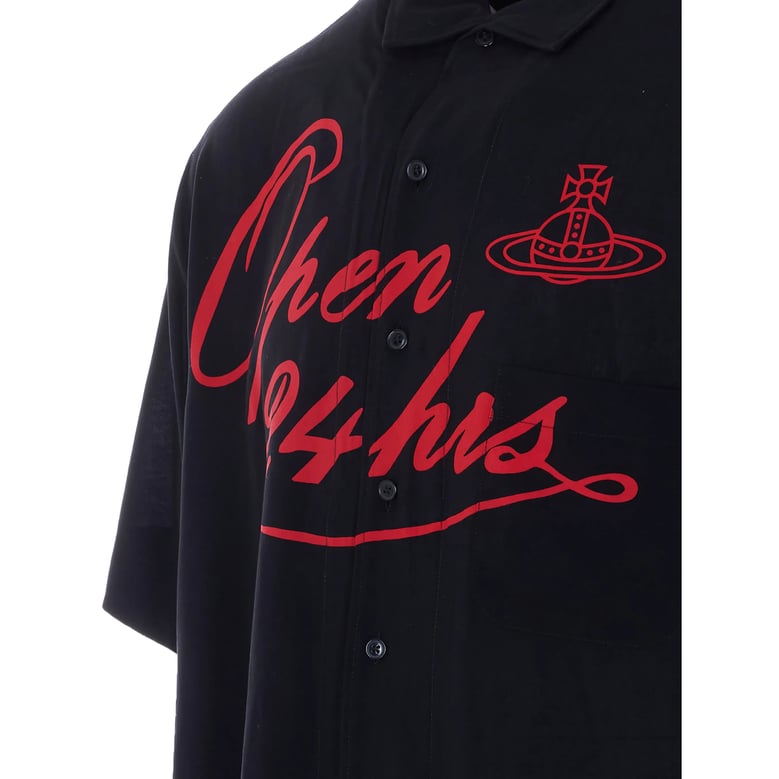 graphic print polo-collar shirt by Selfnex