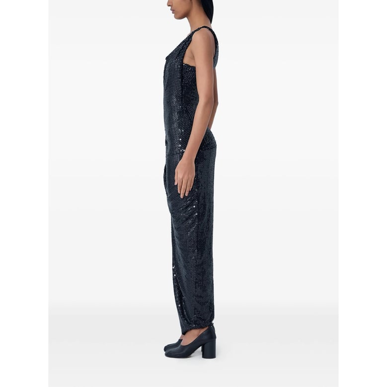cowl neck black sequined dress by Selfnex