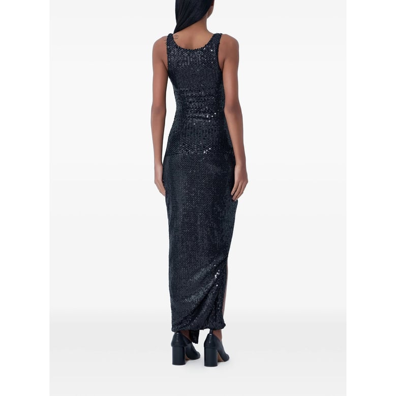 cowl neck black sequined dress by Selfnex