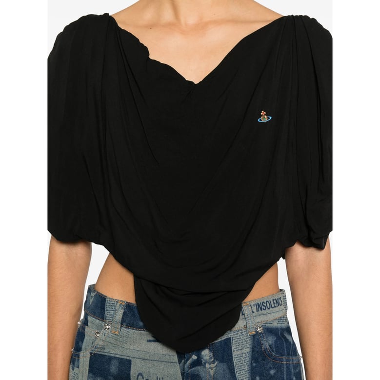 gathered detail v-neck top by Selfnex