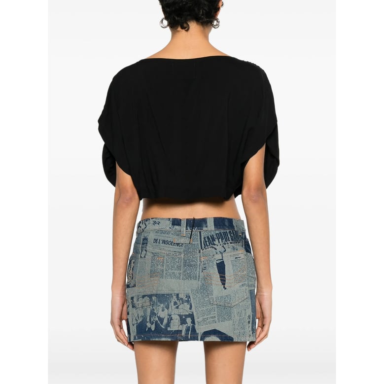 gathered detail v-neck top by Selfnex