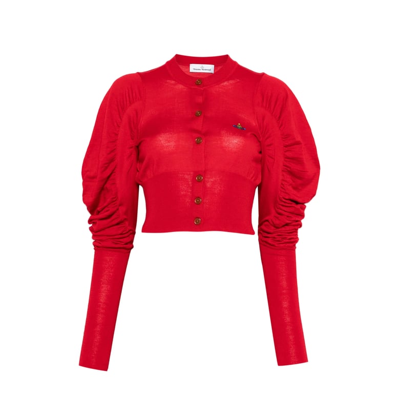 red cropped sweater with button fastening by Selfnex