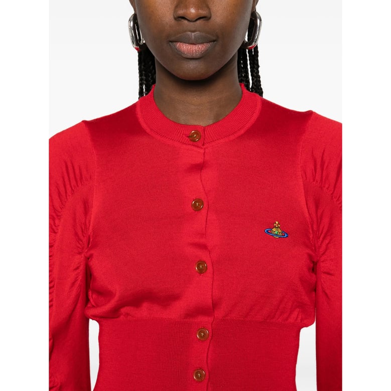 red cropped sweater with button fastening by Selfnex