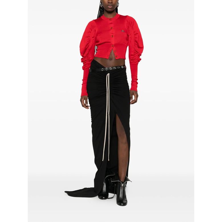 red cropped sweater with button fastening by Selfnex