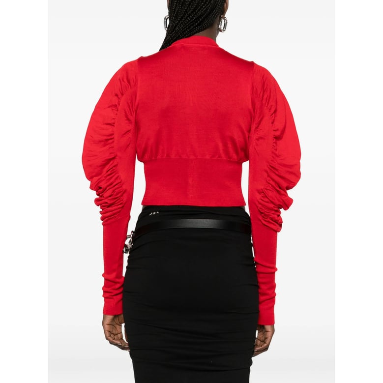 red cropped sweater with button fastening by Selfnex