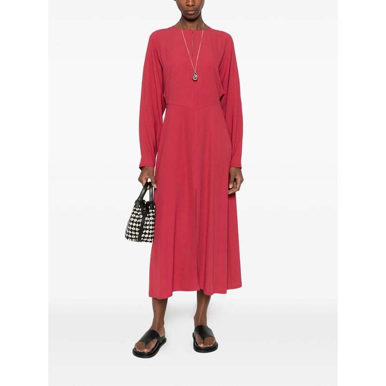 red a-line dress with long sleeves by Selfnex