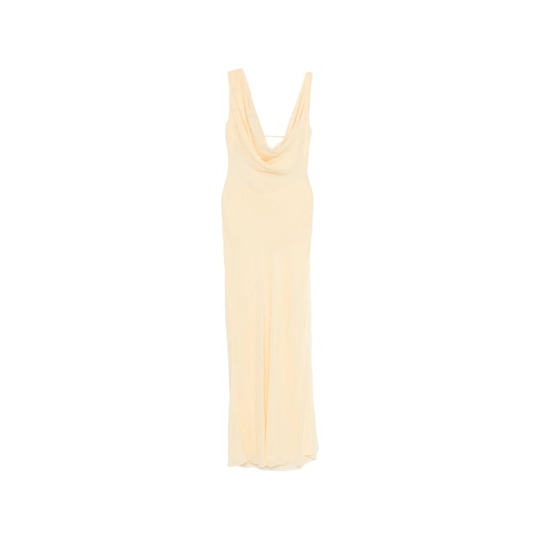 long yellow dress with draped detail by Selfnex